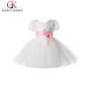 Grace Karin Pink bowknot cinturón barato Princess Flower niñas vestidos con manga corta CL4610